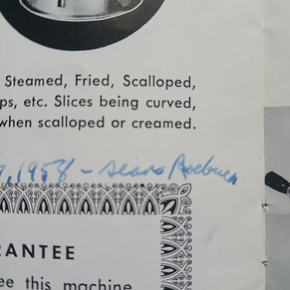 Vintage 1955 Pamphlet Instructions for using your Miracle Food Cutter Cone Model